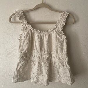 URBAN Romantics Cream Eyelet Ruffle Strap Peplum Camisole